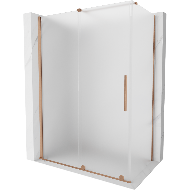 Mexen Velar sliding shower cabin 140 x 85 cm, frost, brushed copper - 871-140-085-31-65