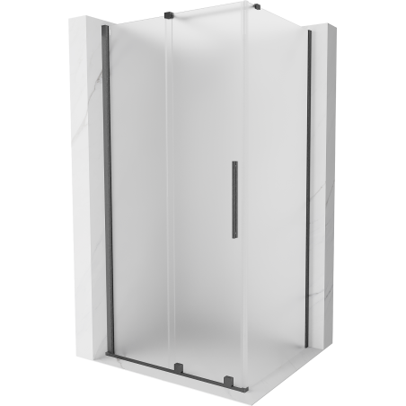 Mexen Velar sliding shower cabin 100 x 85 cm, frost, brushed gun gray - 871-100-085-31-66
