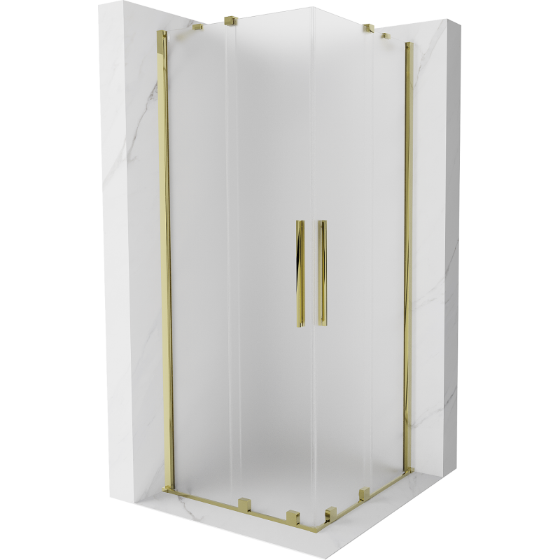 Mexen Velar Duo sliding shower enclosure 100 x 100 cm, frost, gold - 871-100-100-32-50