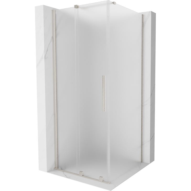 Mexen Velar sliding shower enclosure 100 x 100 cm, frost, brushed nickel - 871-100-100-31-97