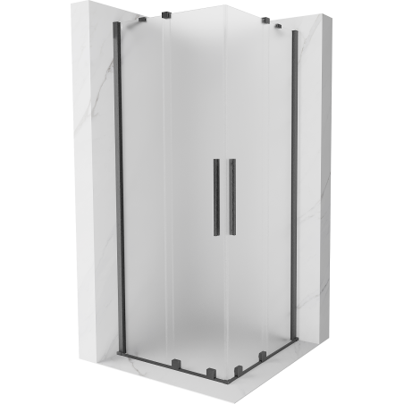 Mexen Velar Duo sliding shower cabin 80 x 80 cm, frost, brushed gun gray - 871-080-080-32-66