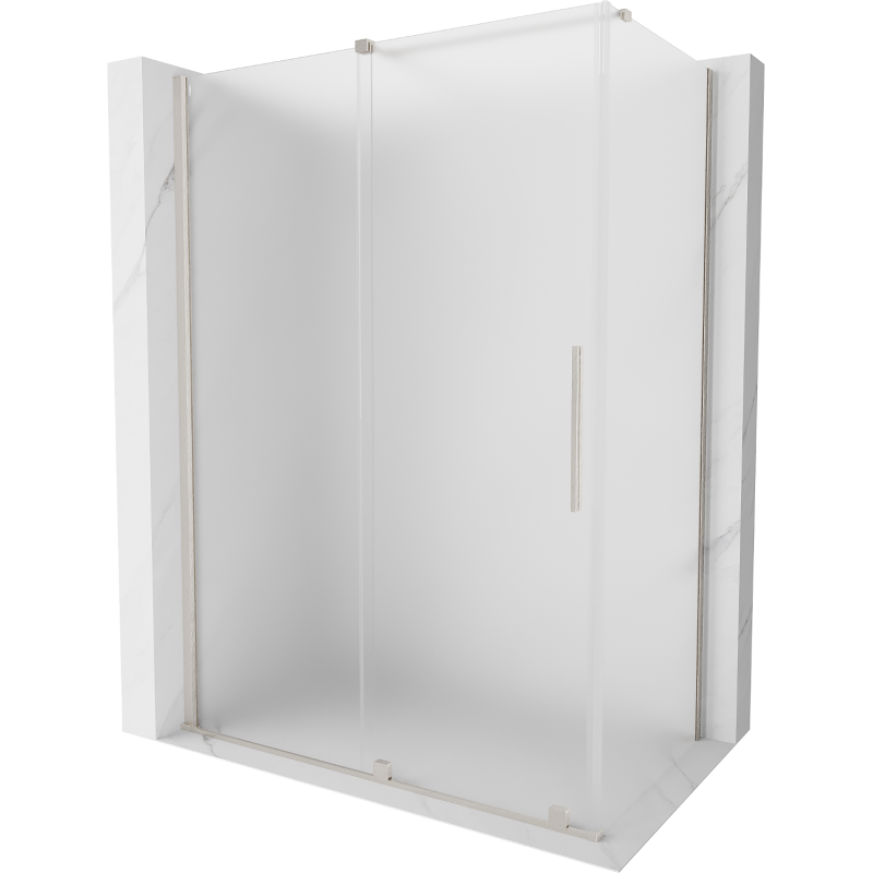Mexen Velar Sliding Shower Cabin 140 x 70 cm, Frosted, Brushed Nickel - 871-140-070-31-97