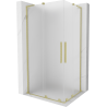 Mexen Velar L Duo sliding shower enclosure 90 x 80 cm, frost, brushed gold - 871-090-080-02-33-55