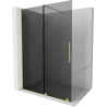 Mexen Velar Walk-in Shower Wall 140 x 200 cm, Graphite 8 mm, Brushed Gold - 871-140-000-43-55