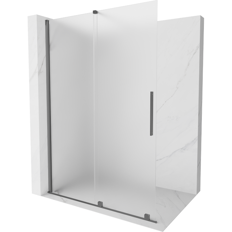 Mexen Velar Walk-in Shower Screen 140 x 200 cm, Frosted 8 mm, Gun Metal - 871-140-000-33-95