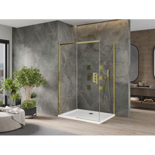 Mexen Omega extendable shower cubicle 120 x 90 cm, Transparent, Gold