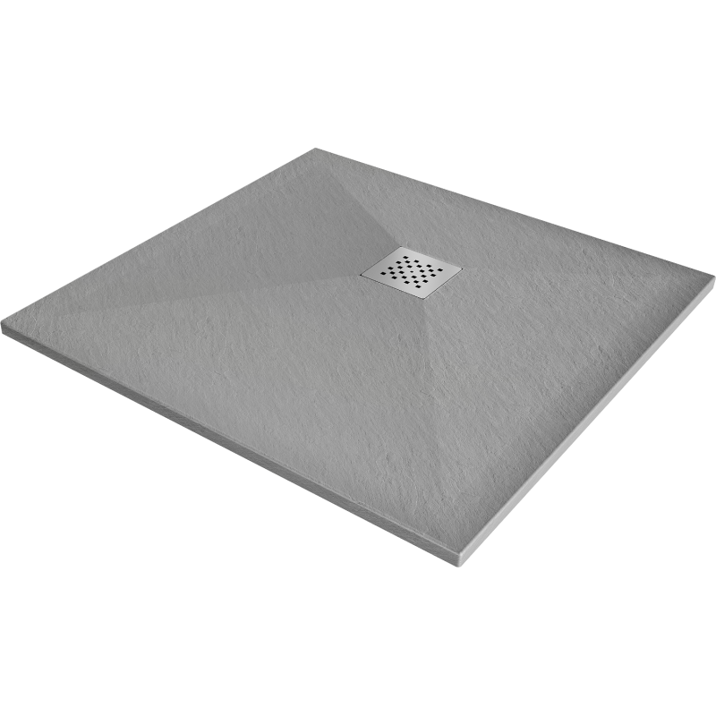 Mexen Stone+ square composite shower tray 90 x 90 cm, Grey-Concrete - 44619090