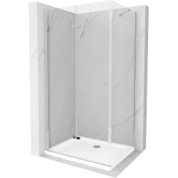 Mexen Lima folding shower cubicle 70 x 100 cm, Transparent, Chrome + shower tray Flat - 856-070-100-01-00-4010