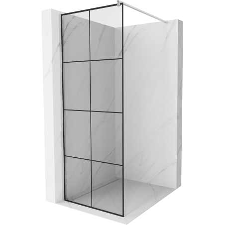 Mexen Kioto shower screen 90 x 200 cm, Transparent/Black pattern 8 mm, Chrome - 800-090-101-01-77