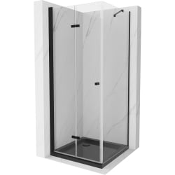 Mexen Lima folding shower cubicle 90 x 90 cm, Transparent, Black + shower tray Flat, Black - 856-090-090-70-00-4070B
