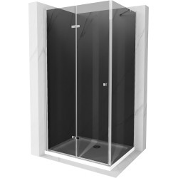 Mexen Lima folding shower cubicle 90 x 120 cm, Graphite, Chrome + shower tray Flat, White - 856-090-120-01-40-4010