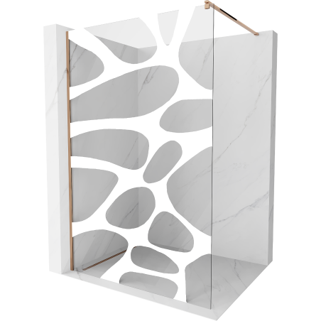 Mexen Kioto shower screen 120 x 200 cm, Transparent/White pattern 8 mm, Rose gold - 800-120-101-60-97