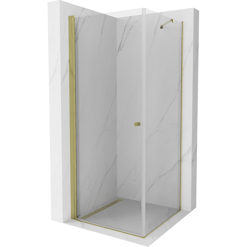 Mexen Pretoria hinged shower cubicle 80 x 80 cm, Transparent, Gold - 852-080-080-50-00