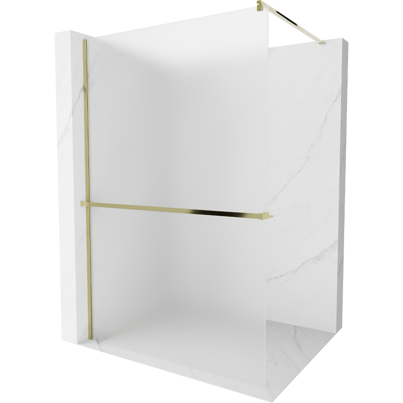 Mexen Kioto+ shower screen with a shelf and rail 120 x 200 cm, Frosted 8 mm, Gold - 800-120-121-50-30