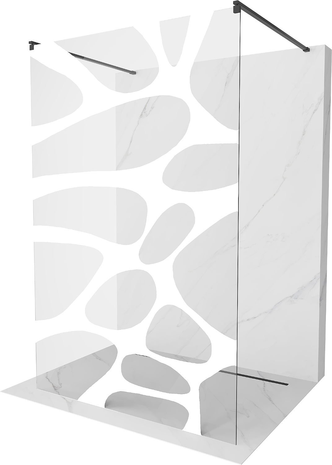 Mexen Kioto free-standing shower screen 140 x 200 cm, Transparent/White pattern 8 mm, Black - 800-140-002-70-97