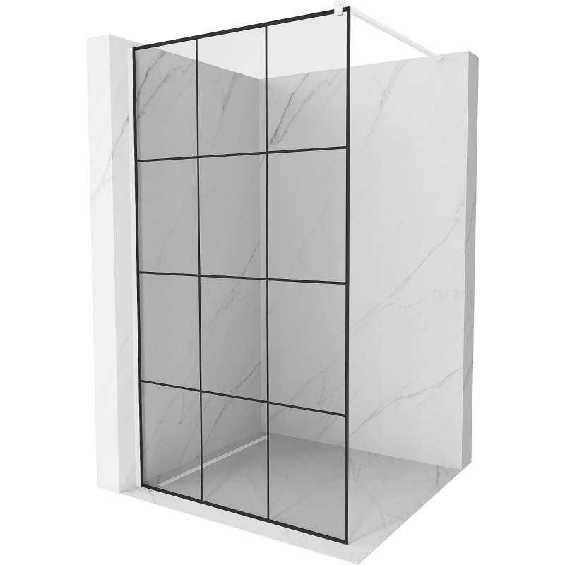 Mexen Kioto shower screen 100 x 200 cm, Transparent/Black pattern 8 mm, White - 800-100-101-20-77