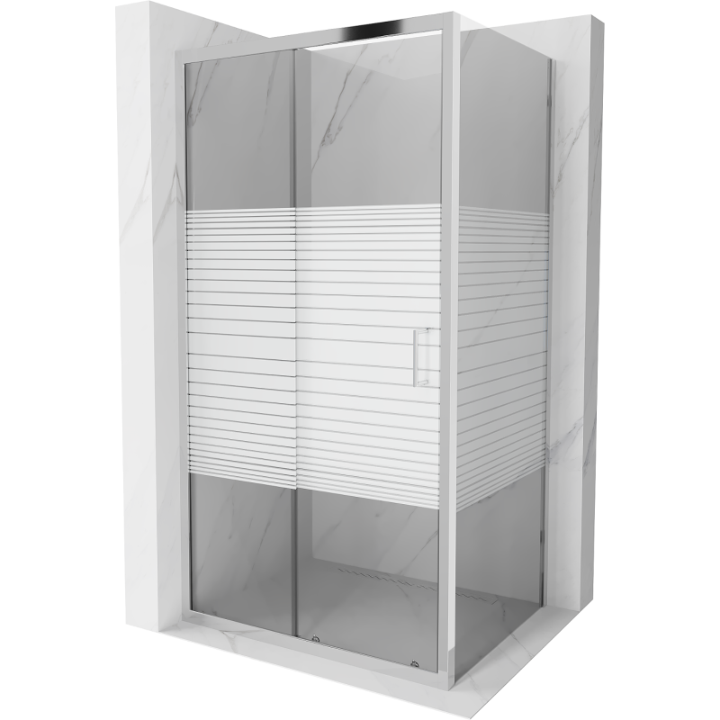 Mexen Apia extendable shower cubicle 90 x 100 cm, Stripes, Chrome - 840-090-100-01-20