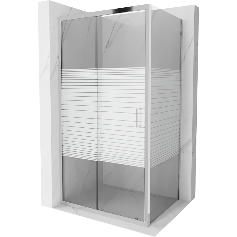 Mexen Apia extendable shower cubicle 115 x 80 cm, Stripes, Chrome - 840-115-080-01-20