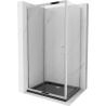 Mexen Apia extendable shower cubicle 120 x 100 cm, Transparent, Chrome + shower tray Flat, Black - 840-120-100-01-00-4070