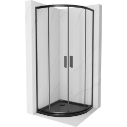 Mexen Rio shower cabin semicircular 80 x 80 cm, transparent, black + Flat tray, black - 863-080-080-70-00-4170B