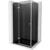 Mexen Roma hinged shower cubicle 80 x 100 cm, Graphite, Chrome + shower tray Flat, Black - 854-080-100-01-40-4070
