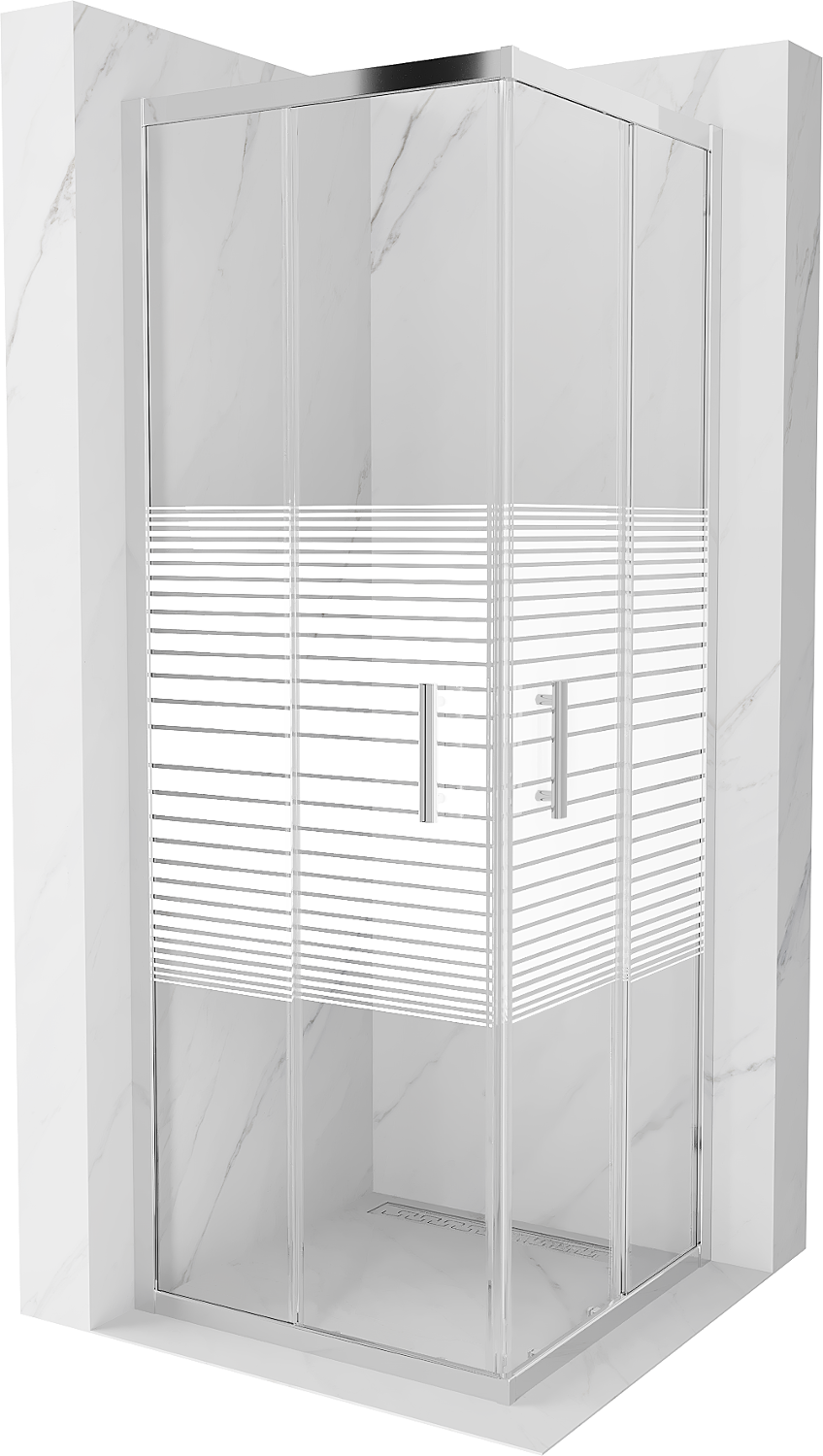 Mexen Rio square shower cubicle 70 x 70 cm, Stripes, Chrome - 860-070-070-01-20