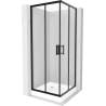 Mexen Rio square shower cubicle 80 x 80 cm, Transparent, Black + shower tray Rio, White - 860-080-080-70-00-4510
