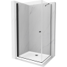 Mexen Pretoria hinged shower cubicle 70 x 80 cm, transparent, Black + shower tray Flat - 852-070-080-70-00-4010B