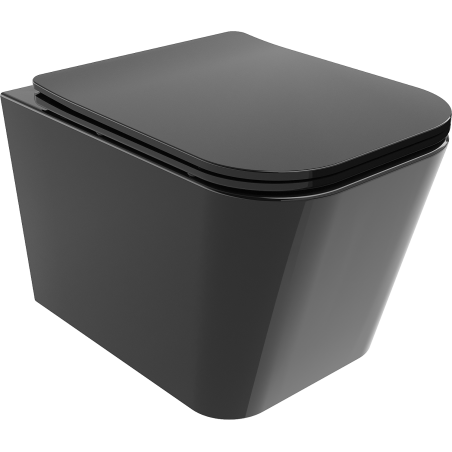 Mexen Teo Rimless toilet bowl with a slim soft close toilet seat, Thermosetting polymer, Black - 30854070