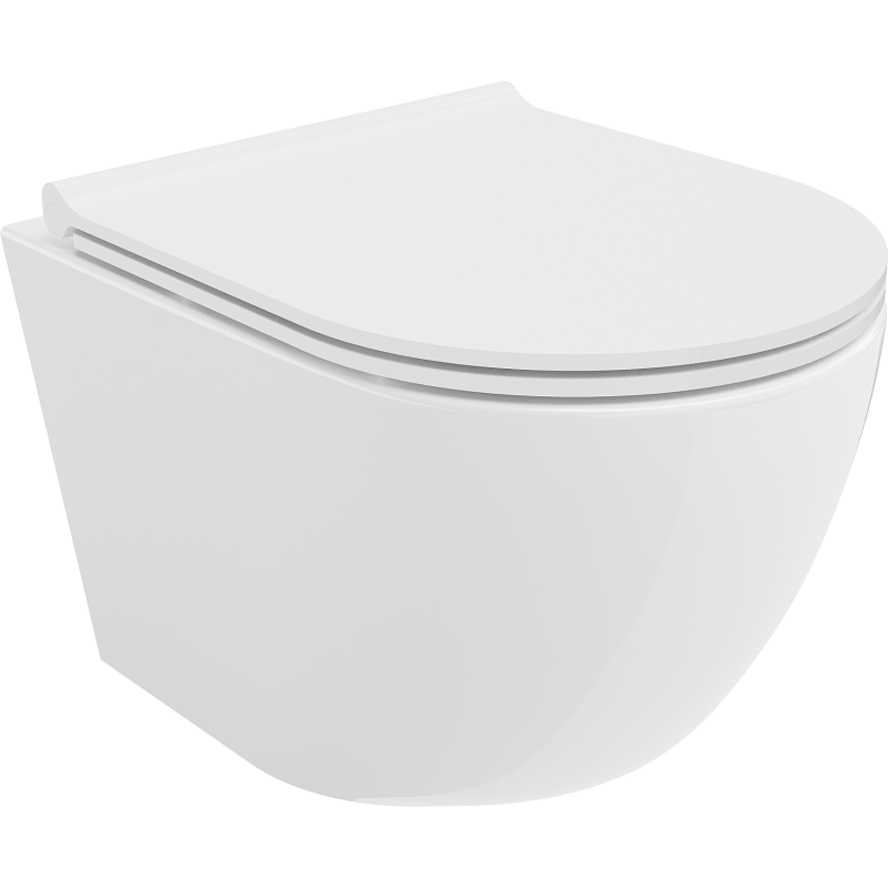 Mexen Lena Rimless toilet bowl with a slim soft close toilet seat, Thermosetting polymer, White - 30220500