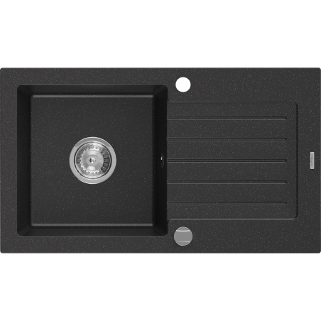 Mexen Pablo 1-compartment granite sink with a drip tray 752 x 436 mm, Black/Silver metalik - 6510751010-73