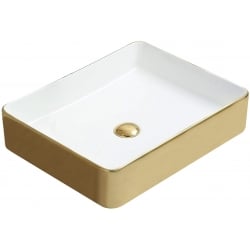 Mexen Estela countertop washbasin 50 x 40 cm, White/Gold - 22105053