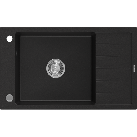 Mexen Elias 1-compartment granite sink with a short drip tray 795 x 480 mm, Black - 6511791005-77