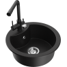 Mexen Diego 1-compartment granite sink with a kitchen mixer tap Duero, Black - 6512-77-671600-70
